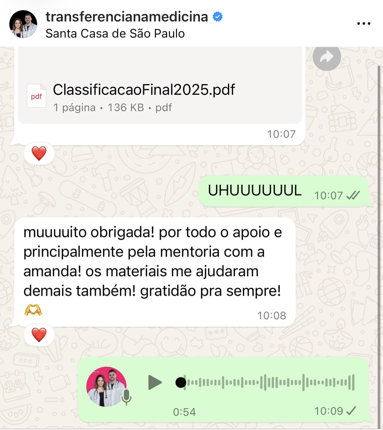 Depoimento de Ana Clara Parro Nunes Batista, aprovada na Santa Casa