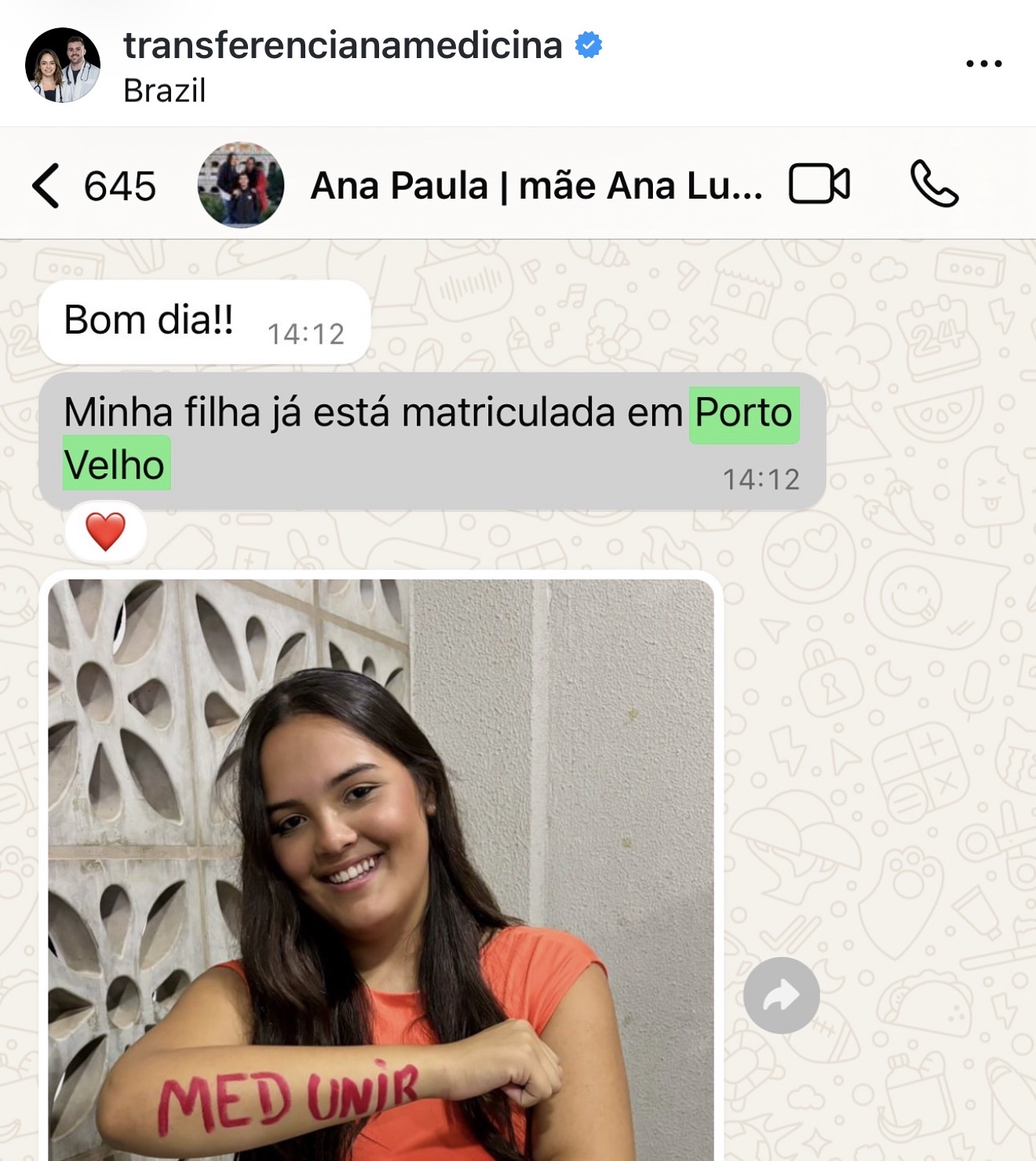 Depoimento de Ana Luiza Moreira dos Santos, aprovada na UNIR Porto Velho
